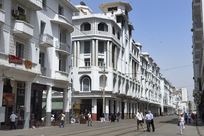 Maroc, Casablanca, immeuble El Glaoui sur le boulevard Mohammed V, architecte Marius Boyer (construit entre 1922 et 1927)