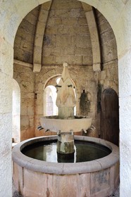 France, Var, the Thoronet cistercian abbey, the cloister fountain