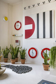 France, Paris, visual artist Jean-Pierre Raynaud in his studio apartment