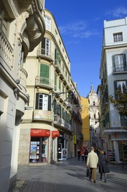 Espagne, Andalousie, Malaga, immeuble bourgeois de la plaza de Felix Saenz et la calle San Juan