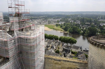 France, Indre et Loire, Loire Valley listed as World Heritage by UNESCO, Chinon, castle, restoration work of the royal house