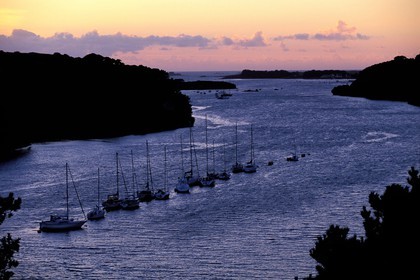 France, Finistere, Aber Wrac'h (loch), anchorage of sailboats