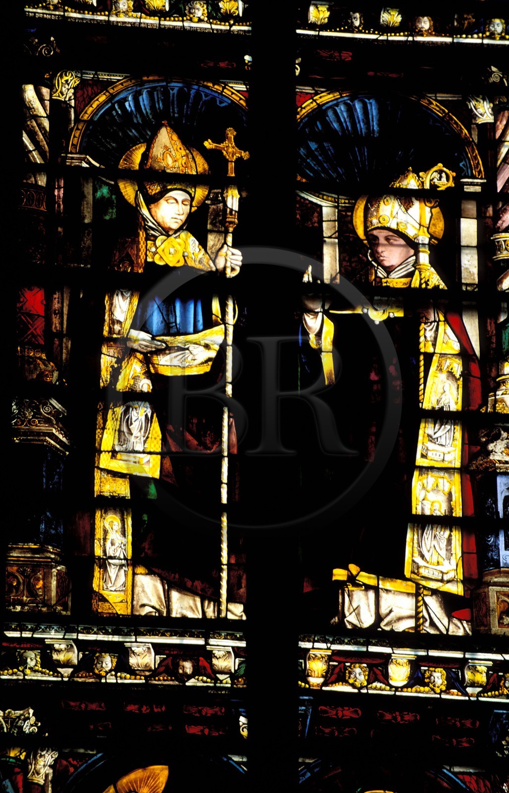 France, Aude, Carcassonne, medieval city, stained glass windows of the Saint Nazaire basilica