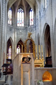 France, Cantal, Saint Flour, Saint Pierre (St Peter) cathedral, the liturgical furniture was made by the Georgian silversmith and sculptor Goudji