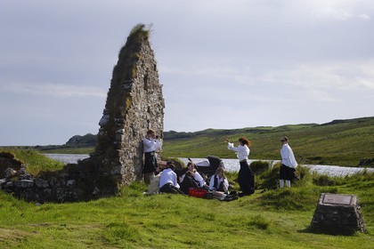 United Kingdom, Scotland, Inner Hebrides, Islay Island, Finlaggan is a historic site on Eilean Mòr island in Loch Finlaggan, it was the seat of the Lords of the Isles and of Clan Donald