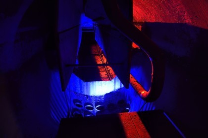 France, Haut Rhin, Husseren Wesserling, Wesserling Park, the Grande Chaufferie, former boiler factory of the textile factory, center of contemporary art, inside the upper boiler room balloon