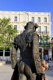 France, Gard, Nimes, Place des arenes, Nimeno II torero statue by Serena Carone in 1994