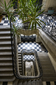 France, Loire Atlantique, Nantes, investment building known as the Temple of Taste, a former private mansion at 16 allée Duguay-Trouin built in 1753 by the architect Pierre Rousseau for the shipowner Guillaume Grou, the grand staircase