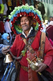 Morocco, High Atlas, Marrakech, Imperial city, Medina listed as World Heritage by UNESCO, guerrabas or water carrier in the souks