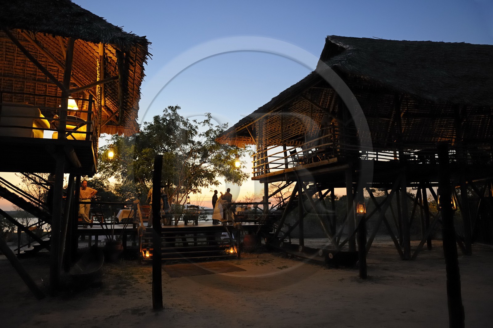 Tanzania, Selous Game Reserve is one of the largest fauna reserves of the world and designated a UNESCO World Heritage Site in 1982, the very exclusive Selous Camp, the bar and the dining room