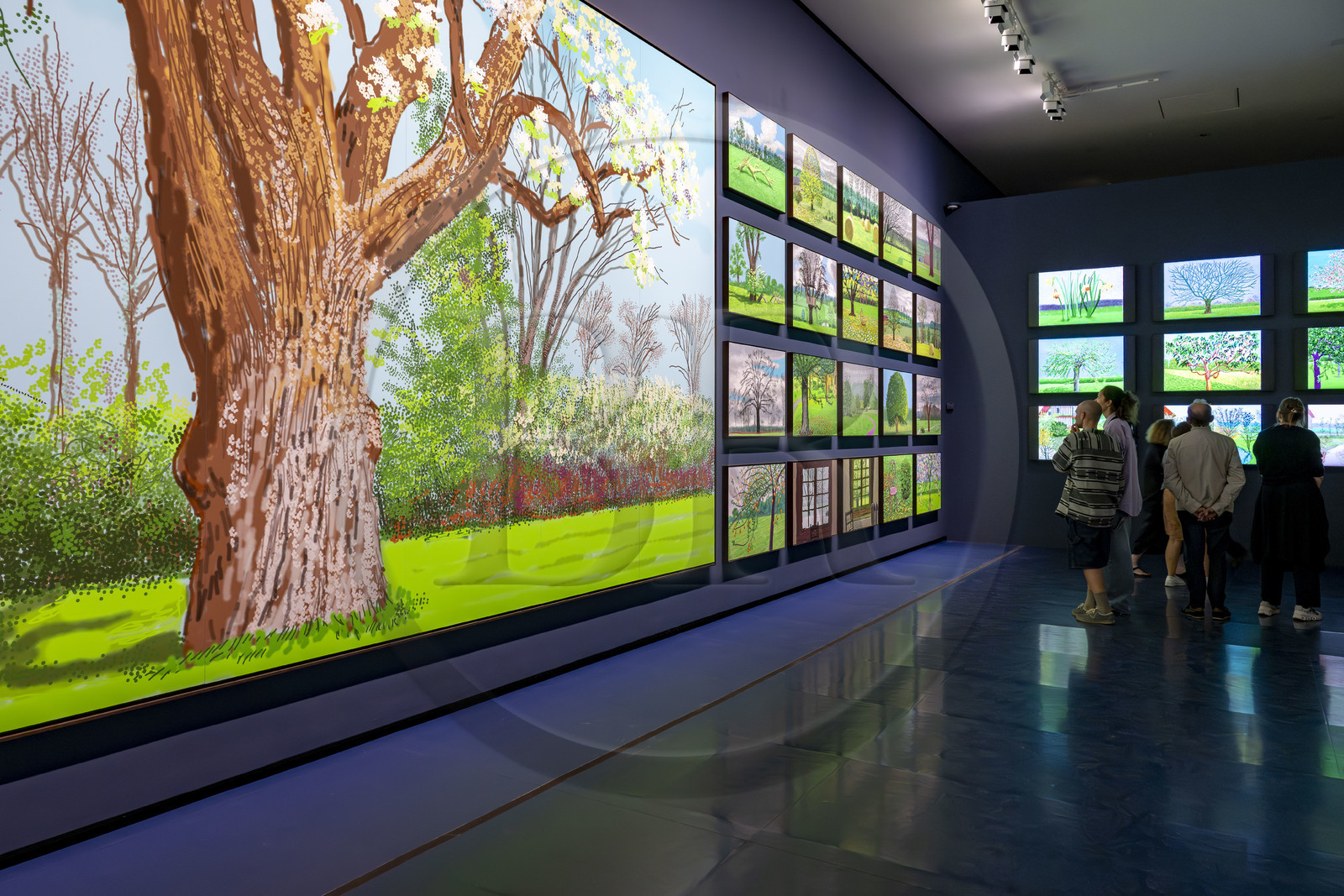 France, Paris (75), Bois de Boulogne, la fondation Louis Vuitton de l'architecte Frank Gehry, exposition David Hockney 25, 220 for 2020, peinture et animation sur iPad