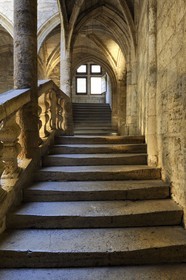 France, Hérault (34), Pézenas, vieille ville, escalier de l' Hôtel de Lacoste du 15ème siècle