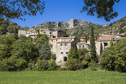 France, Herault, the Causses and the Cevennes, Mediterranean agro pastoral cultural landscape, listed as World Heritage by UNESCO, La Vis river gorges, Saint Maurice Navacelles, Cirque de Navacelles, the hamlet of Navacelles