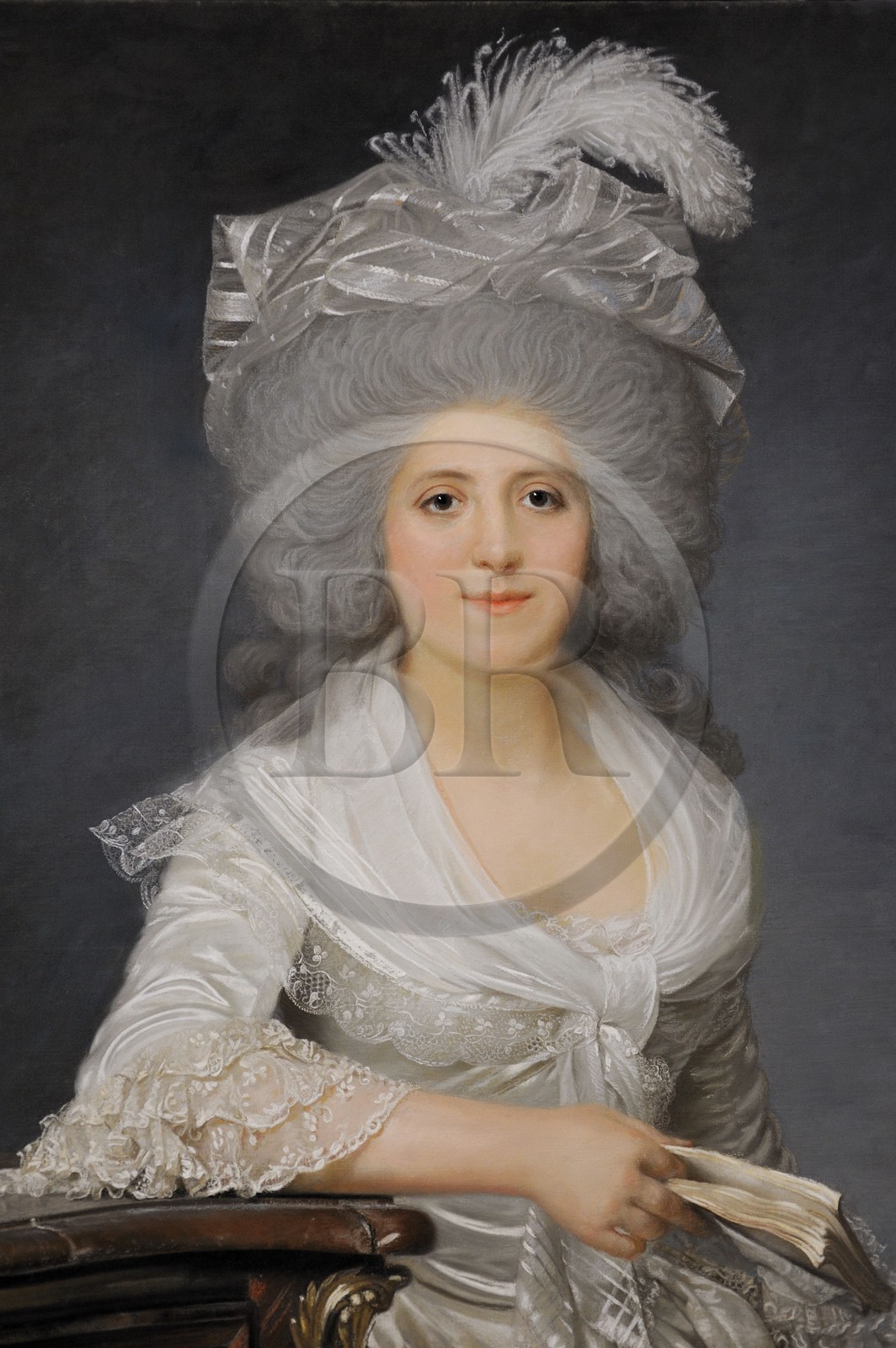 France, Yvelines (78), château de Versailles, ateliers de restauration du château, atelier des dessins et estampes, portrait de Mme Campan lectrice de Marie Antoinette par J.Boze France, Yvelines (78), château de Versailles, ateliers de restauration du château, atelier des dessins et estampes, portrait de Mme Campan lectrice de Marie Antoinette par J.Boze