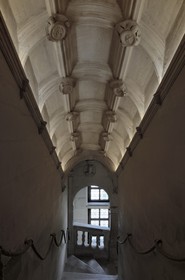 France, Indre et Loire, Chateau de Chenonceau of Renaissance style built between 1513 and 1522, straight staircase