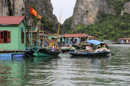 Vietnam, Quang Ninh Province, Halong Bay, listed as World Heritage by UNESCO, fishing floating village of Vong Vieng