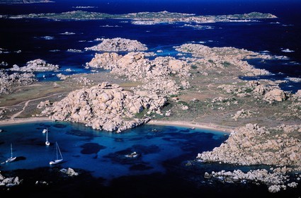 France, Corse du Sud, C2377 in Lavezzi islands archipelago (aerial view)