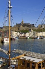 France, Manche, Cotentin, Granville, fishing port, wet dock at the bottom of the Haute Ville (Upper Town)