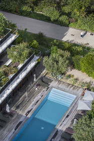 France, Hérault (34), Montpellier,  quartier de Port Marianne, Hotel Courtyard by Marriott à l'architecture contemporaine