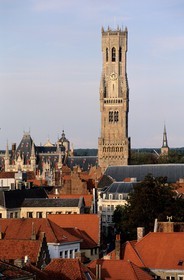 Belgium, West Flanders, Bruges (Brugge), the belfry of the Grand' place (Markt)