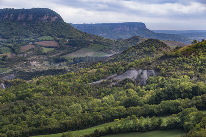 France, Aveyron, Grands-Causses Regional Nature Park, Tournemire, the cliffs of Tournemire at the foot of the Causse du Larzac