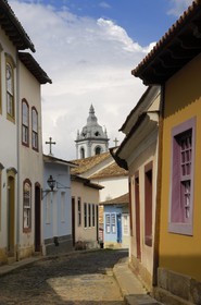 Brésil, Etat du Minas Gerais, ville de Sao Joao del Rei, rue de la vieille ville (Route de l'or, Estrada Real)