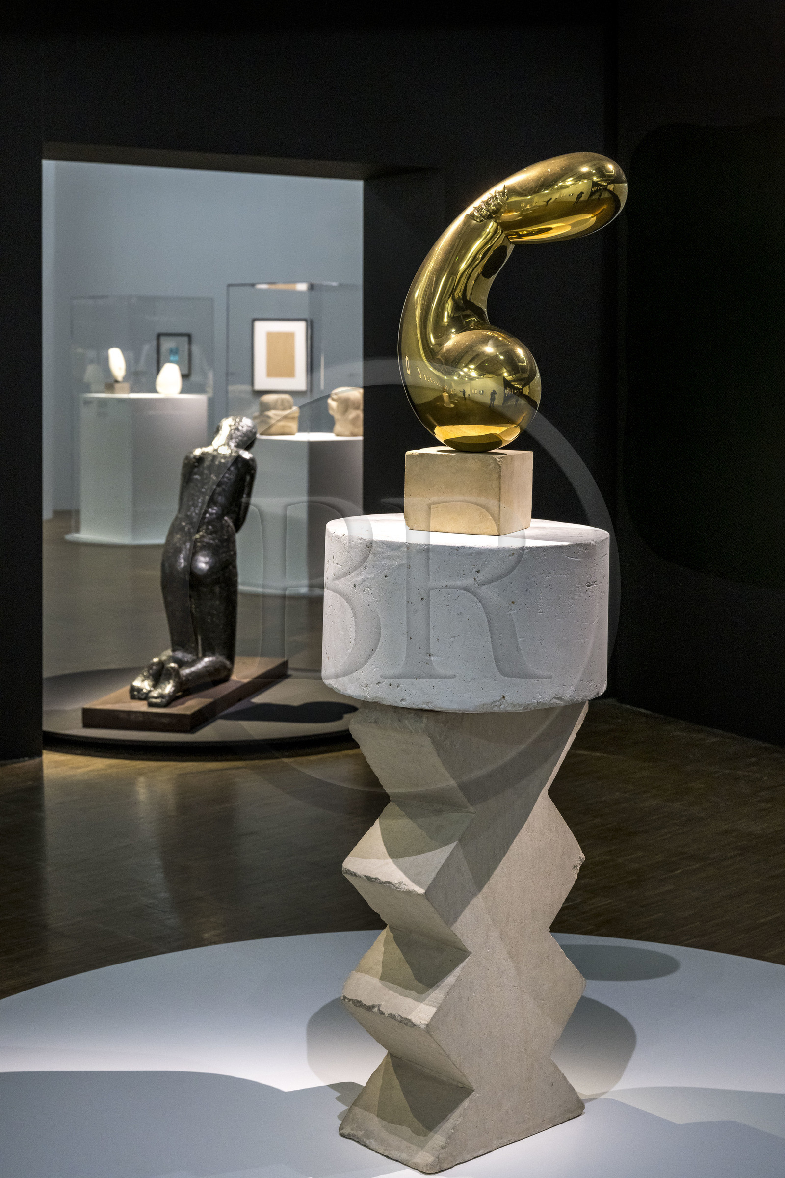 France, Paris (75), quartier des Halles, le Centre Pompidou aussi apellé Beaubourg, Musée National d'Art Moderne (MNAM), exposition retrospective Brancusi, Princesse X, 1915-1916, bronze poli sur socle