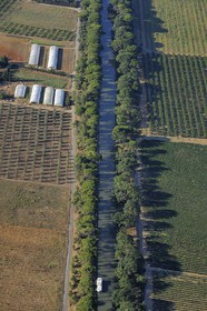 France, Aude, Canal du Midi listed as World Heritage by UNESCO (aerial view)