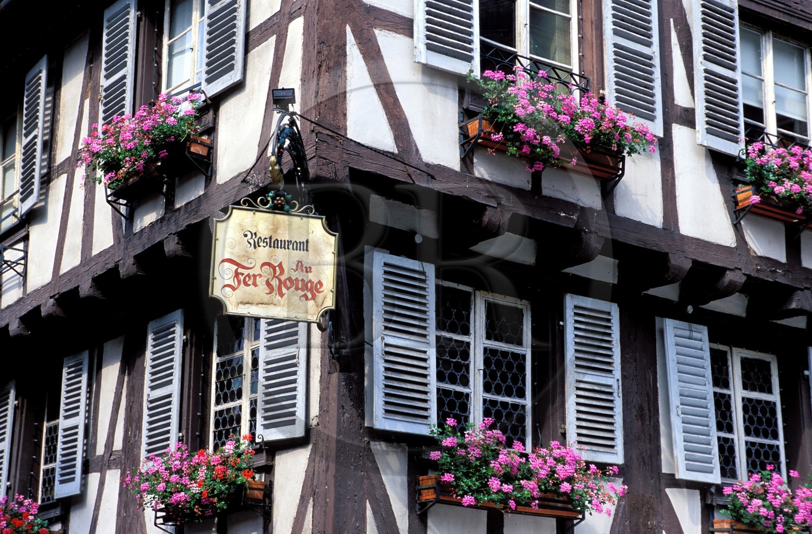 France, Haut Rhin, Colmar, old half timbered house at the l' ancienne douane square France, Haut Rhin, Colmar, old half timbered house at the l' ancienne douane square