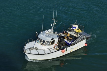 France, Seine Maritime, Pays de Caux, Cote d'Albatre, Fecamp, return to the port of a boat for whelk fishing