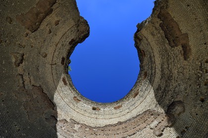 France, Dordogne, White Perigord, Perigueux, district of La Cité or also of Vesone, Roman ruin of the Vesone tower (Vesunna)