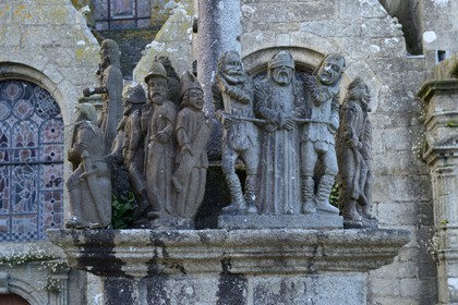 France, Finistere, Saint Thegonnec, the calvary and the the church in the Parish close (enclos paroissial)