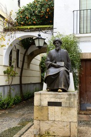 Spain, Andalusia, Cordoba, historical center listed as World Heritage by UNESCO, Juderia district, statue of the Jewish physician and philosopher Ben Maimonides (Moses Maimonides) 1138-1204