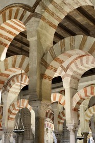 Spain, Andalusia, Cordoba, historical center listed as World Heritage by UNESCO, Mezquita, the Mosque cathedral, the forest of arches and colonnades illustrates the monumentality of the Umayyad Art of Cordoba