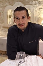 France, Dordogne, Perigord Noir, Dordogne valley, Sarlat la Caneda, passage Henri de Ségogne, restaurant Les Jardins d'Harmonie, the Chef Marc Bidoyet