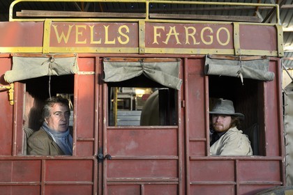Spain, Andalusia, Almeria Province, Tabernas Desert, Fort Bravo Texas-Hollywood Amusement park where the 7 Mercenaries from John Sturges, Les Petroleuses from Christian-Jaque and A Fistful of Dollars from Sergio Leone were filmed, on the left the co-owner Rafael Molina