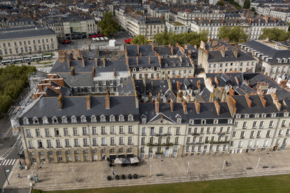France, Loire Atlantique, Nantes, shipowners' houses on Quai Turenne on the former Ile Feydeau (aerial view)