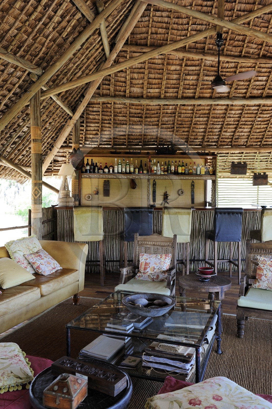 Tanzania, Selous Game Reserve is one of the largest fauna reserves of the world and designated a UNESCO World Heritage Site in 1982, the very exclusive Selous Camp, the bar