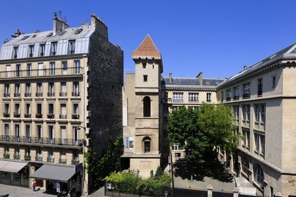 France, Paris (75), La tour (de) Jean-sans-Peur édifiée au 15ème siècle, dernier vestige de l'hôtel des ducs de Bourgogne rue Étienne-Marcel, construite sur l'enceinte Philippe-Auguste