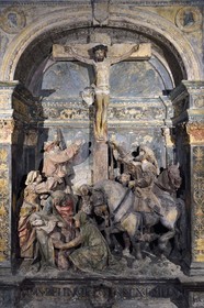 France, Meuse, Lorraine Regional Park, Cotes de Meuse, Vigneulles les Hattonchatel, St. Maur church, Altarpiece of the Passion of Christ attributed to the sculptor Ligier Richier (16th century)