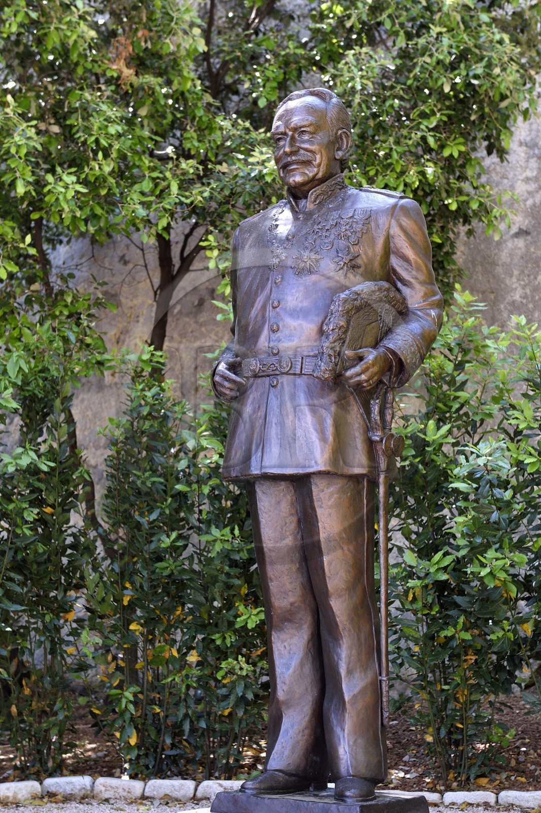 Principauté de Monaco, Monaco, la rampe de la Major qui mêne sur le Rocher, statue de SAS Prince Rainier III Principauté de Monaco, Monaco, la rampe de la Major qui mêne sur le Rocher, statue de SAS Prince Rainier III