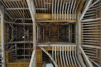 France, Loir et Cher, Loire Valley listed as World Heritage by UNESCO, Chateau de Blois, wood framing a gabled roof attic of Gaston d'Orleans wing