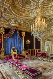 France, Seine-et-Marne, Fontainebleau, castle of Fontainebleau listed as World Heritage by UNESCO, the throne room, former bedroom of the king from Henry III to Louis XVI, it was transformed into the emperor's salon by Napoleon I in 1804 and then into the throne room in 1808