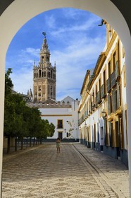 Spain, Andalusia, Seville, the Giralda view from the Courtyard of Flags (Patio de Banderas)