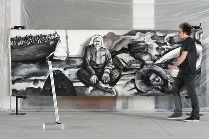 France, Val-de-Marne, Yvry-sur-Seine, Workshop of Fred Kleinberg, work for the exhibition Odyssée (Odyssey)