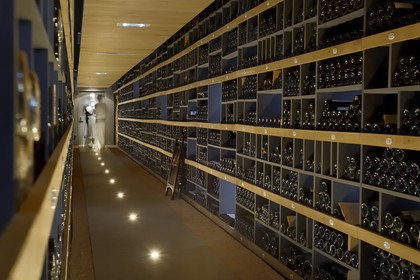 France, Rhone, Collonges au Mont d'Or, Paul Bocuse Restaurant L'Auberge du Pont de Collonges, three Michelin stars since 1965, the wine cellar