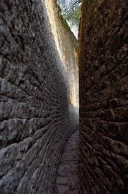 Zimbabwe, Masvingo province, the ruins of the archaeological site of Great Zimbabwe, UNESCO World Heritage List, 10th-15th century, the Great Enclosure, narrow passageway between two walls