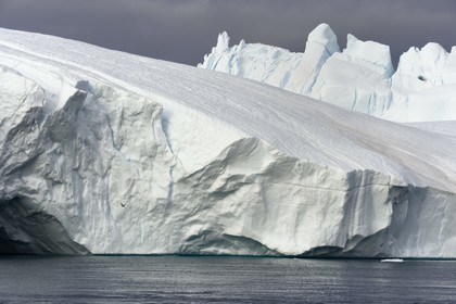 Groenland, cote ouest, baie de Disko, Ilulissat, fjord glacé classé Patrimoine Mondial de l'UNESCO qui est l’embouchure maritime du glacier Sermeq Kujalleq