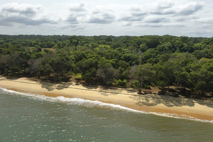 Gabon, Province de Ogooué-Maritime, Parc National Wonga Wongue, la zone littorale  (vue aérienne)