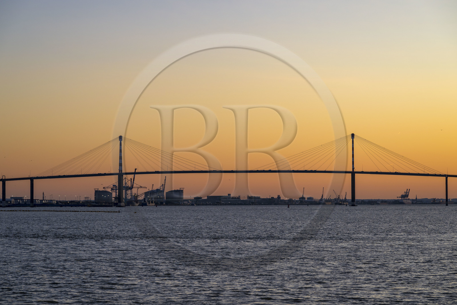 France, Loire-Atlantique, Saint-Nazaire, the Saint Nazaire bridge (aerial view)